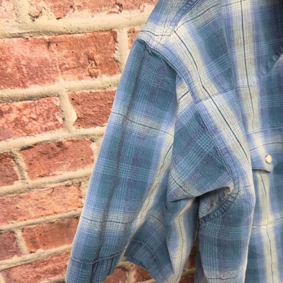 Wrangler Western Shirt 3XL | Vintage Cowboy Button Down Blue Short Sleeve - Picture 6 of 7